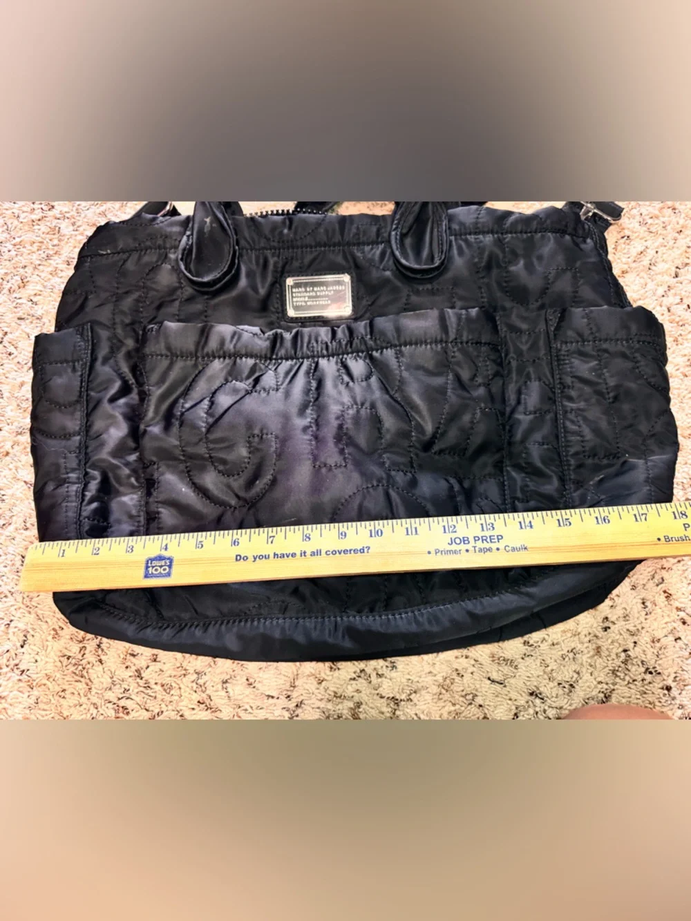 Marc by Marc Jacobs Black Quilted Nylon Tote Bag Shoulder‎ Handbag Babybag